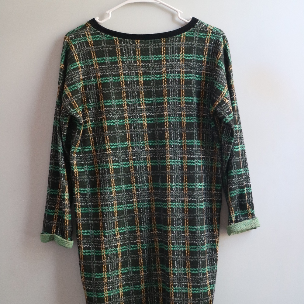 Plaid Long Sleeve Mini T-Shirt Dress